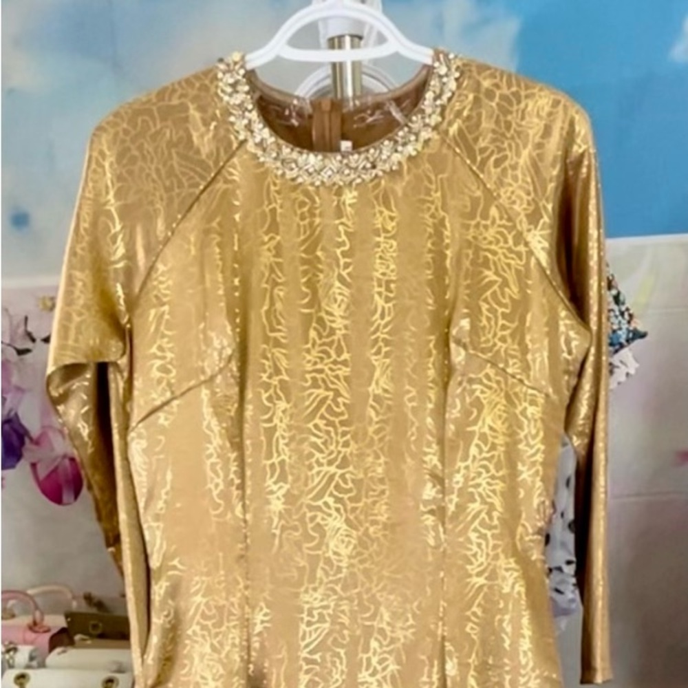 Ao dai nhu anh kim, new Vietnamese traditional long dress set l 4 large gold 🎁